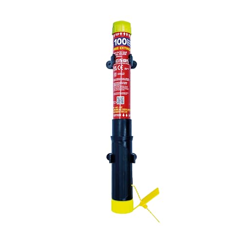 FSS100 Utility Version Fire Safety Stick (FSS100-UTY - Fire Extinguisher A B C F & Electrical - 100 sec Discharge with tamper tag fitted & Extra clip - Light & Compact No Mess 15yr life)
