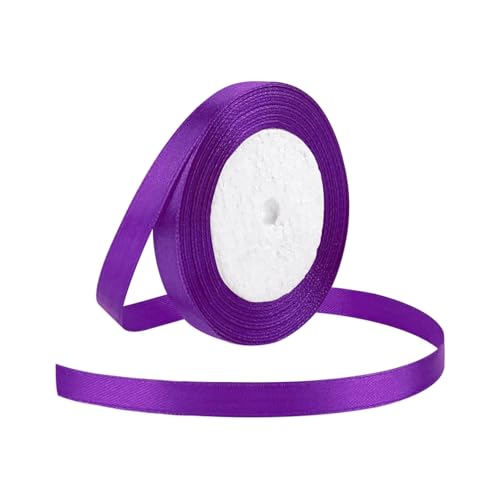 25 Yard Satin Ribbon Roll 3/8 Inch Fabric Ribbon for Craft Bows Rose Bouquet Holiday Gift Wrapping Party Decoration (Purple)