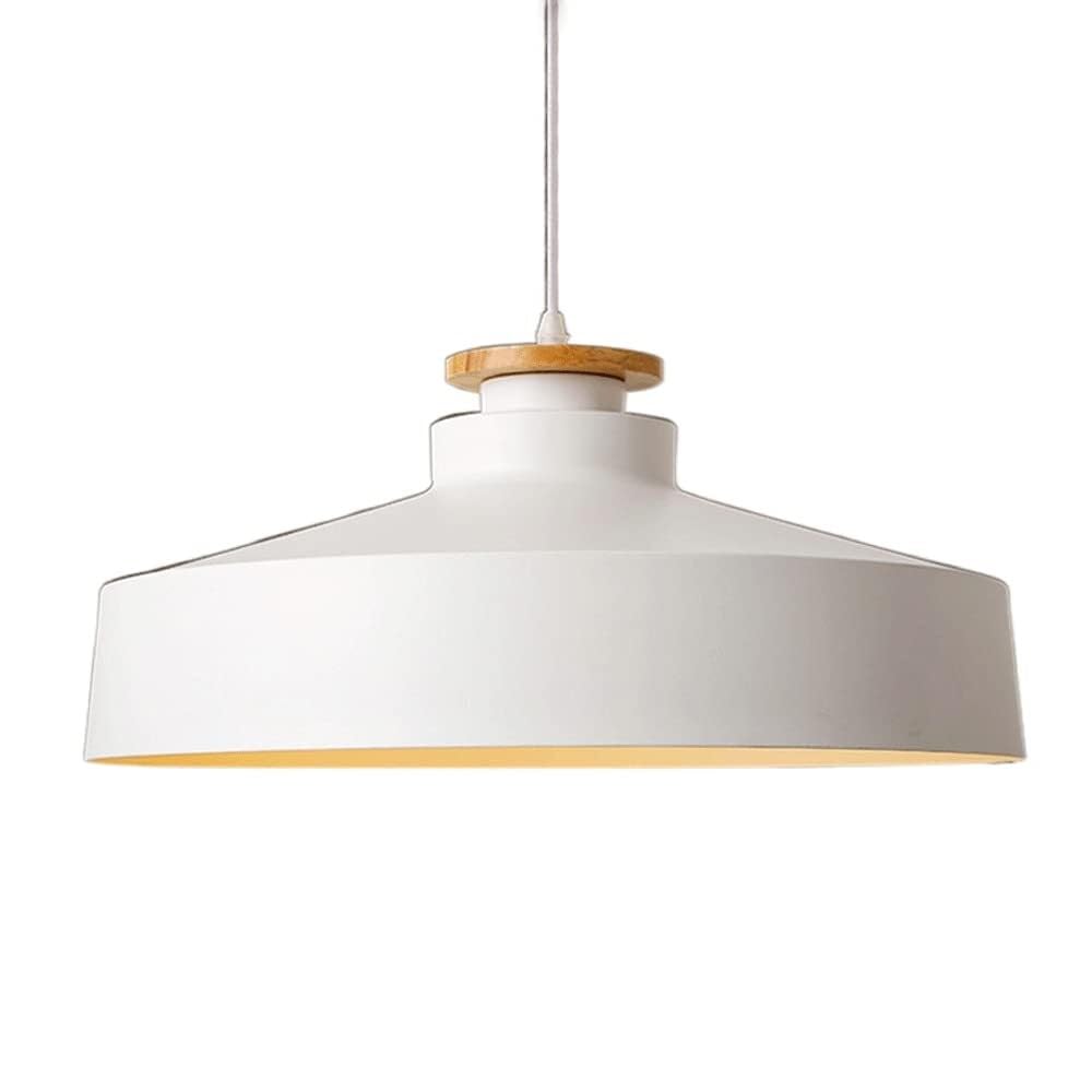 SYAXVOM Industrial Wrought Iron Pendant Light Hat-Shaped Lampshade | Flush Mount Ceiling Chandelier for Bar and Restaurant E27 Base Adjustable Hanging Length(White)