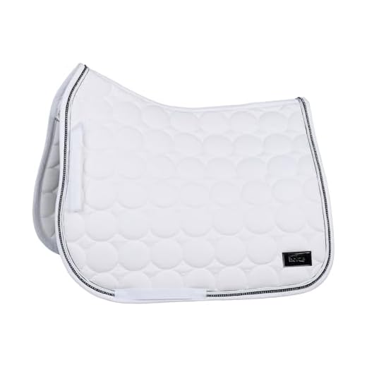 HORZE Marquess Quilted Quick-Dry Dressage Saddle Pad with Crystal Trim - White - Horse