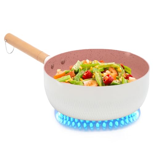 Sghtil Sartenes antiadherentes | Sartén doméstica para la cocina | Sartén infantil con mango de madera para los amantes de la cocina, cocina de gas, inducción