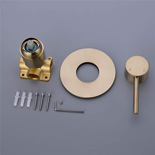 Robinets de baignoire avec valve de mélangeur 2 fonctions or brossé Lopus - 3