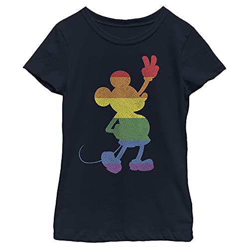 T-shirt Disney Mickey fille marine XL en maille solide et col robuste