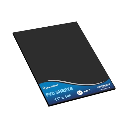 Image of Mega Format Expanded PVC Plastic Sheets - 11 inch X 14 inch Rigid Black Sheet for Crafts, Signage, & Displays - Sintra, Celtec PVC Board - Waterproof for Outdoors Use - 1 /4 inch 6mm Thick - 1-Pk-Black