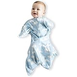 SleepingBaby Zipadee-Zip Transition Swaddle - Cozy Baby Swaddle Blanket with Zipper Convenience - Roomy Wearable Blanket for Easy Diaper Changes - Spring Showers, Medium (6-12 Month)