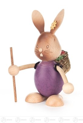 Rudolphs Schatzkiste Osterdeko Hase Stupsi Wanderer mit Korb – Holzfigur – Ostern - Frühjahr - Höhe 12,5 cm – Handarbeit Erzgebirge - NEU
