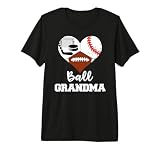 Ball Grandma Heart Funny Football Baseball Hockey Grandma Premium Tri-Blend T-Shirt