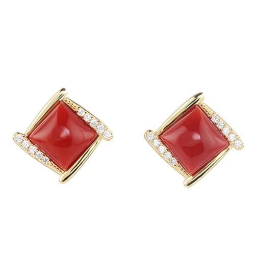 DAZZARRY 正方形ピアス レディース 人気 赤瑪瑙 ターコイズ 和田白玉 ピアス スタッドピアス 金属アレルギー対応 シルバー925 パワーストーンプレゼント母の日 女性アクセサリー【お守り・魔除け】のサムネイル