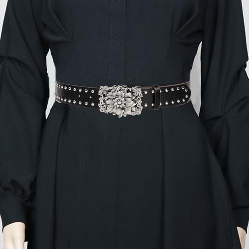 Adjustable Carved Buckle Waist Belt PU Alloy Rivet Belt Hot Girls Women Waist Belt For Coat Skirts Jeans4