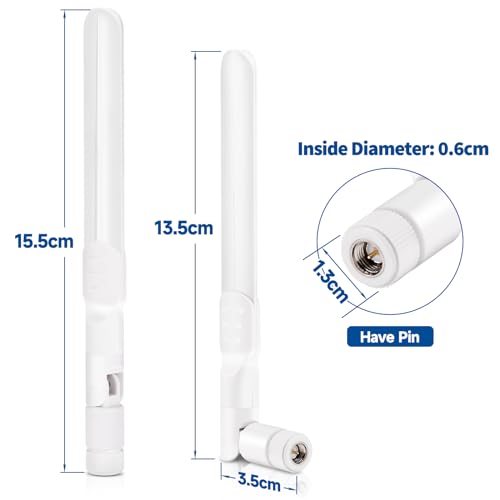 Bingfu 4G LTE męska antena SMA 6dBi biała, kompatybilna z Huawei B525, B535, B310, b311, B315, B593, E5186, 4G LTE 3G, GSM CPE, router hotspot, przemysłowa bramka komórkowa IoT, 2 opakowania