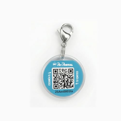 Placa de Identificación para Perros y Gatos con Código QR | Chapa identificacion Perros y Gatos | Perfil Online sin Suscripción | Resistente e Impermeable (Pequeño)