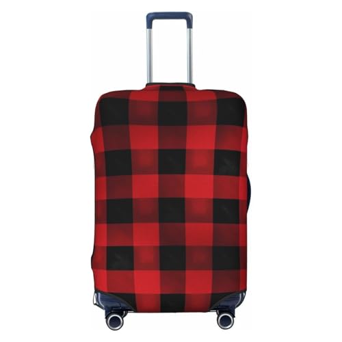 Travel Luggage Cover Anti-Scratch Suitcase Cover Protector Elastic Thicken Luggage Protector Washable Baggage Covers Red Black Buffalo Check Plaid Pattern Suitcase Sleeve Fit 18-32 Inch Luggage Small