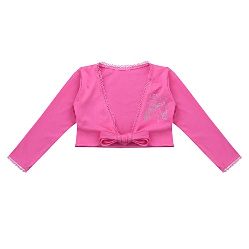 Girls Kids Long Sleeve Front Tie Ballet Dance Cotton Wrap Sweater Cardigan Shrug Top3