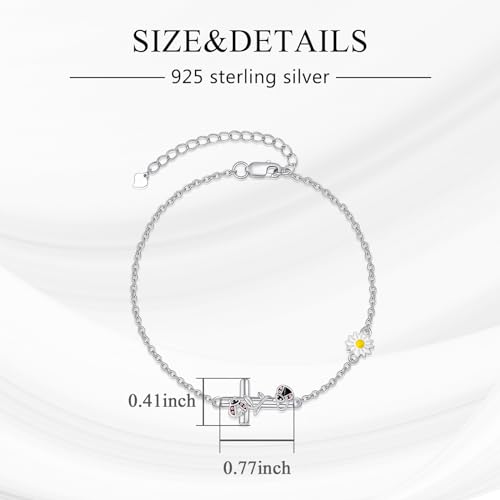 Image of Dragonfly /Cross Bracelet for Women 925 Sterling Silver Bracelet Animal Silver Bracelet Jewelry Mother's Day Birthday Gift for Mom Wift
