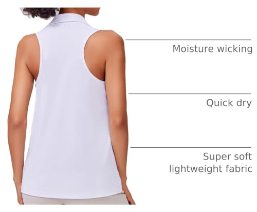 Image of PINSPARK Womens Golf Shirt UPF 50+ Sleeveless Collared Shirts Quick Dry Tennis Polo V-Neck Racerback Athletic Workout Tank
