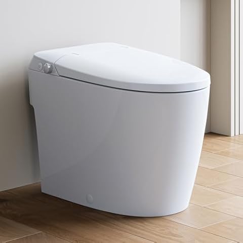 HOROW Non-electric Smart Bidet toilet with Dual Bidet Nozzles Cleanse, Smart Toilet Built-in Pump for Power Flush,Map Flush 1000 Grams, ADA Chair Height Toilets with Footkick Flush Cover