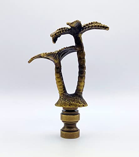 Image of Lamp Finial-Coconut Palm Tree-Antique Brass Finish, Highly Detailed Metal Casting