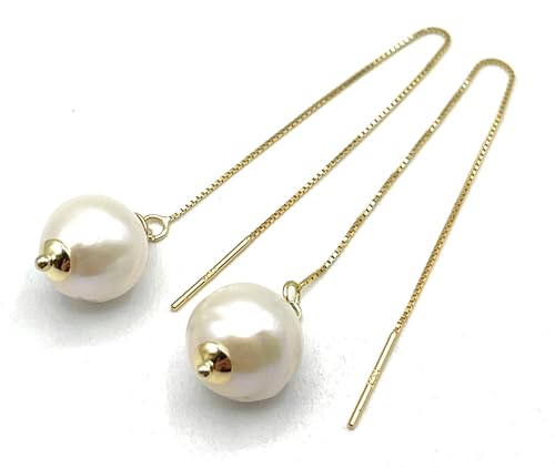 Boucles d'oreilles perles blanches baroques vermeil 24 carats bijoux classiques femmes