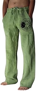 Male Casual Pants Loose Cotton Linen Mens Yoga Pants Wide Leg Pants Outdoor Apparel Green