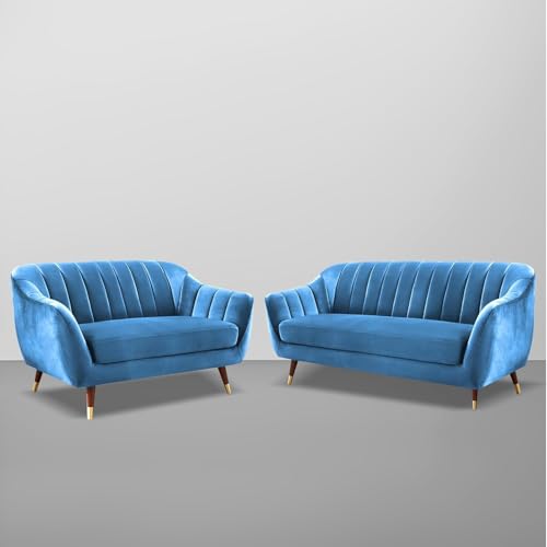 Image of Atticus 3+2 Seater Sofa Set for Living Room (Turquise Colour) Premium Fabric Sofa