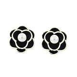 IvoryHaid Pendientes vintage de rosa negra, elegantes joyas florales negras para mujer, ideales como regalo de cumpleaños o día de San Valentín