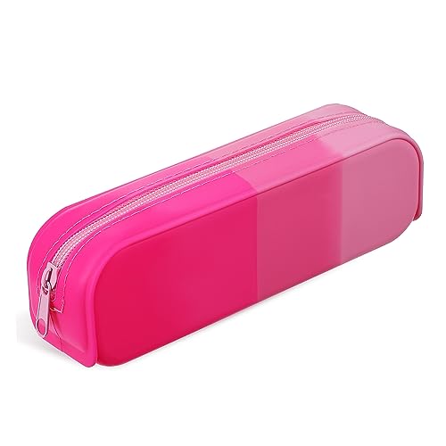 DOITOOL Estuche para lápices Simple (Rosa) Estuche de Malla Bolsa de lápiz cartuchera Bolsas almacenaje Bolsas de Almacenamiento Organizador de Maquillaje Bolsa de lapices Gel de sílice