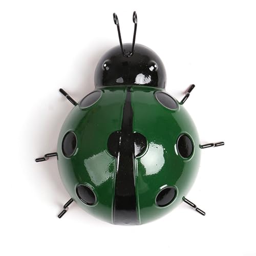 Yhenlovtt Decoración de pared de jardín de mariquita de metal 3D Plus, resistente a la intemperie, césped de hierro para colgar gancho para colgar patio, valla de patio al aire libre (verde)