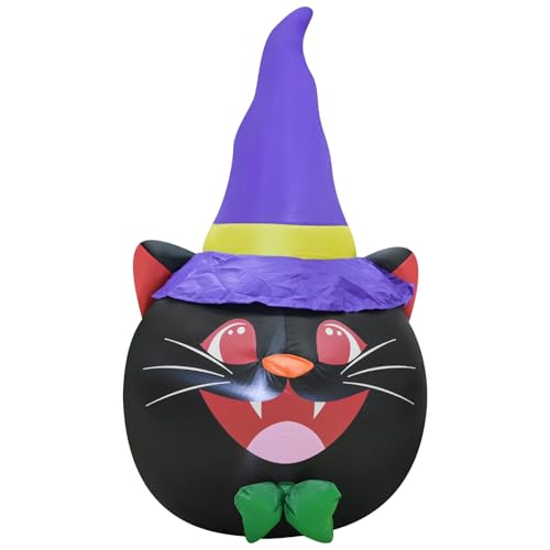VIKIMORA 4FT Cat Head Halloween Inflatable Decoration Halloween Parties Holiday