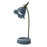Dualoai Flexible USB Touch Desk Lamp, Flexible Neck LED Desk Lamp Adjustable Brightness for Office Study Reading, Blue, 125x150x390mm