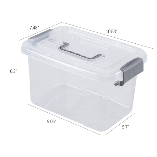 Bac de rangement transparent 6L avec couvercle | Lot de 6 boîtes plastique
