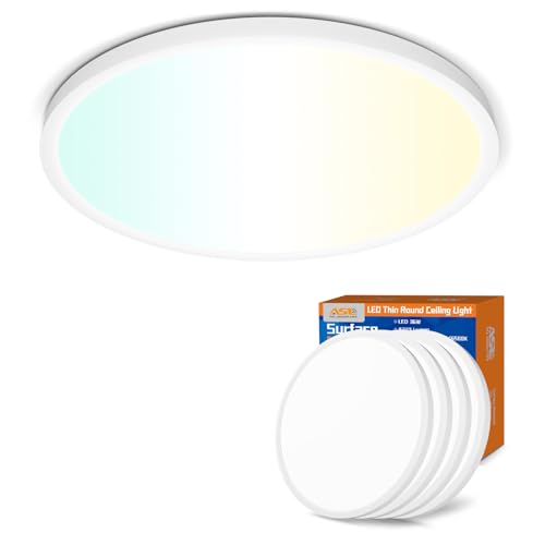 Allsmartlife LED Flush Mount Ceiling Light 4-Pack, 18 inch Thin Round Flat Panel Light 36W 4650lm...