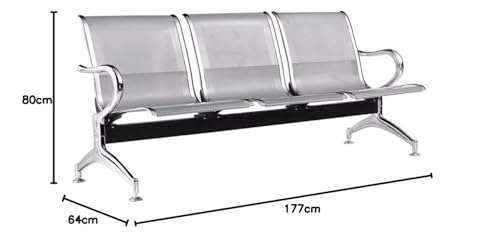 Image of Three Seater Waiting Area Chair, Waiting Chair for Hospital Clinic Reception Area School University College Garden Public Places MS Chromed Finish