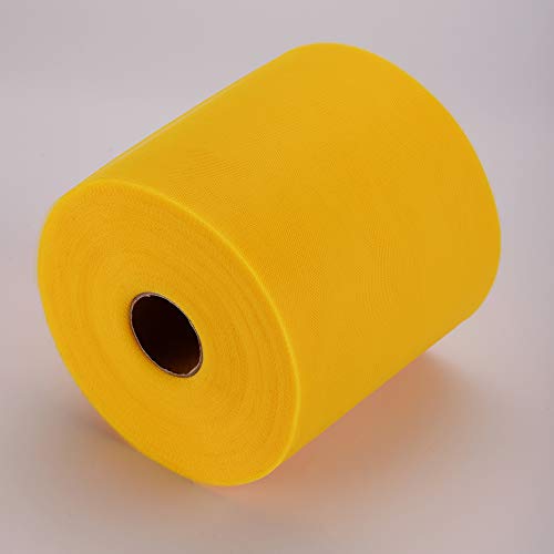 Tulle Rolls 6” by 100 Yards (300 feet) Tulle Roll Spool Fabric for DIY Tutu Skirts Wedding Baby Shower Crafts Decorations Party Supplies (Gold)