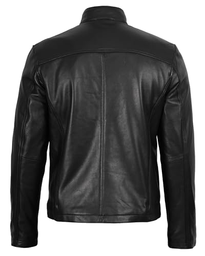 Image of fjackets Cafe Racer Mens Leather Jacket - 100% Real Lambskin Leather Jacket Men Moto Style