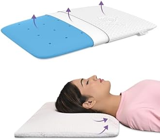 MY ARMOR Ventilated Cooling Gel Memory Foam Pillow Ultra-Thin Size - 2.5 Inch Thick, with Removable Washable Cover - Pack of 1
