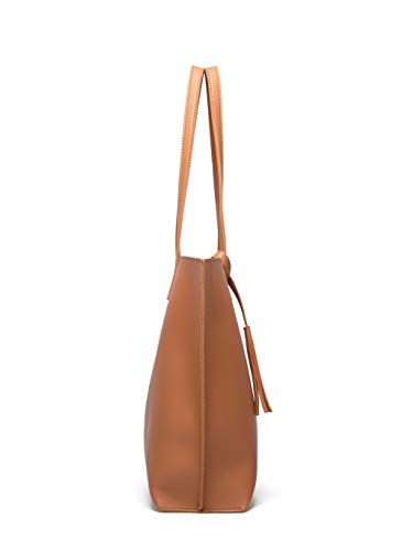 Image of Dreubea Women's Soft Faux Leather Tote Shoulder Bag from, Big Capacity Tassel Handbag