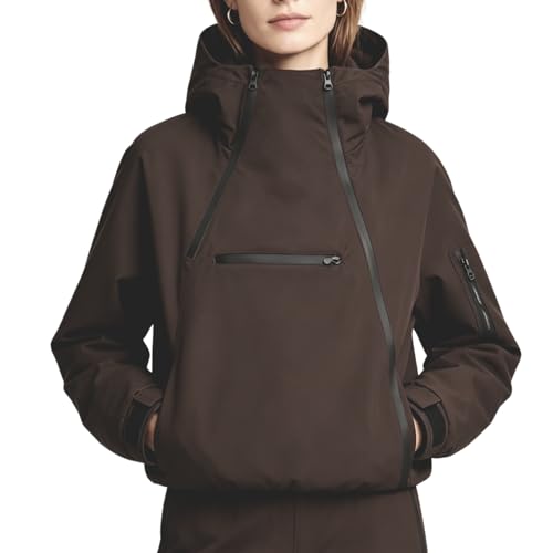 PUFFIT Regenjacken Damen Wasserabweisen Kapuzen Kurze Laufjacke Damen Atmungsaktiv Mit Zwei Reißverschlüssen