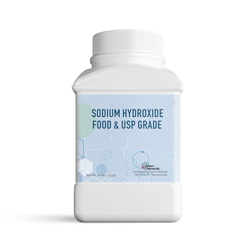 Sodium Hydroxide (16 Ounce / 453 Grams) Sodium Hydroxide (Lye, Caustic Soda) Food and USP Grade for Soaps and Detergents, Water Treatment, Cleaners for Food Prep by Talsen Chemicals