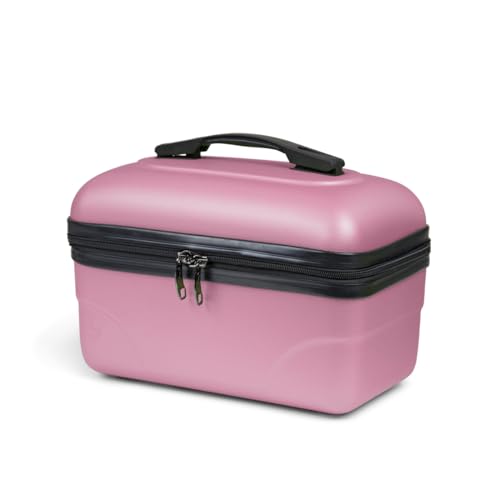 KINSTON Vanity Trousse de Toilette Cosmétiques, Rigide avec Poignée, Organisateur de Voyage, Boîte de Rangement - Grande capacité (Rose/Modèle Standard)