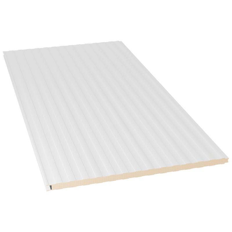 Acero Panel - Panel BOX40 Fachada Tornilleria Vista | 2000x1000mm | Interior Blanco Pirineo - Exterior Blanco Pirineo | Acero Prelacado | Nervado | PU