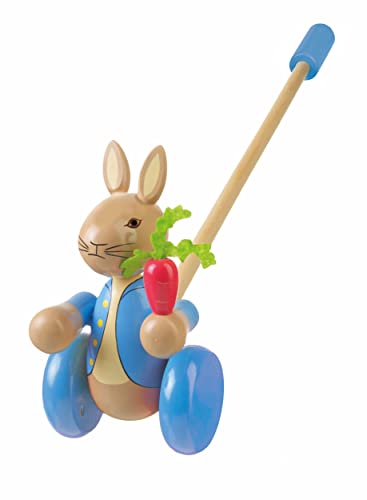 Peter Rabbit Toys - Peter Rabbit Wooden Push Along Walker, Baby, Toddler, 1 Year Olds - Walking Activity Pull Toy, Girls, Boys - Official Licensed Beatrix Potter Peter Rabbit Gifts by Orange Tree Toys