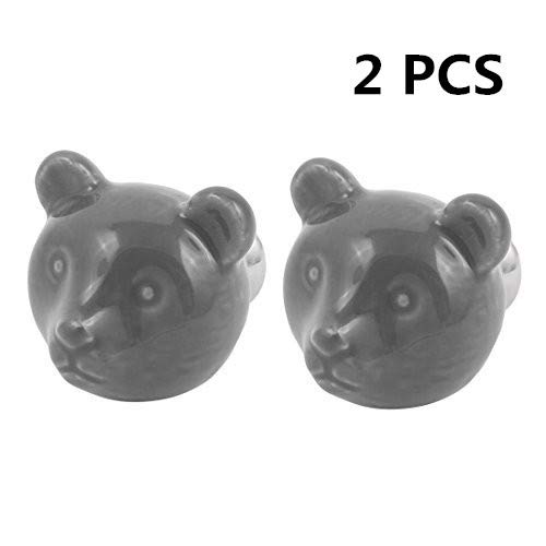 WESEEDOO Ceramic Drawer Knob Door Pull Handle Cabinet Cupboard Knob Cute Bear Design Furniture Knobs With Screw Children Room Decoration 2PCS Gray