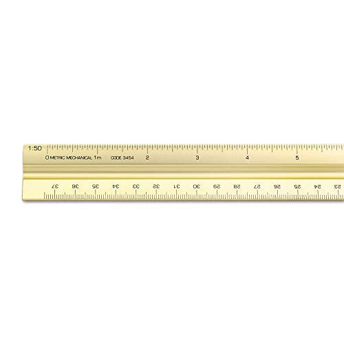 Image of Alumicolor Aluminum Mechanical Metric Solid Drafting Scale, 30CM, Gold