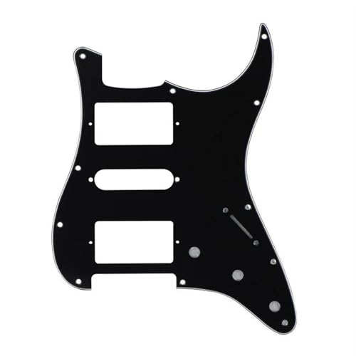 11 穴ギターピックガード HSH スクラッチプレート 3 層アルミ箔シールドエレキギター部品(Black)