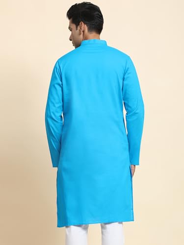 Image of Men's Cotton Solid Dress Long Kurta Regular Fit Casual