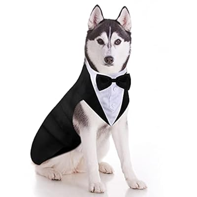 Dog Tuxedo and Bandana Set Dogs Formal Tuxedo PET Wedding Party Suit Wedding Bow Tie Shirt for Wedding Halloween Birthday Costumes (Cute Style,XXL)
