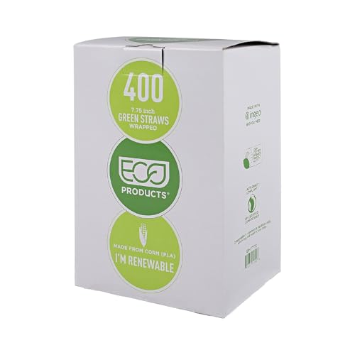 Pitillos compostables verdes, 7.75 pulg, pack 9600 miniatura 5