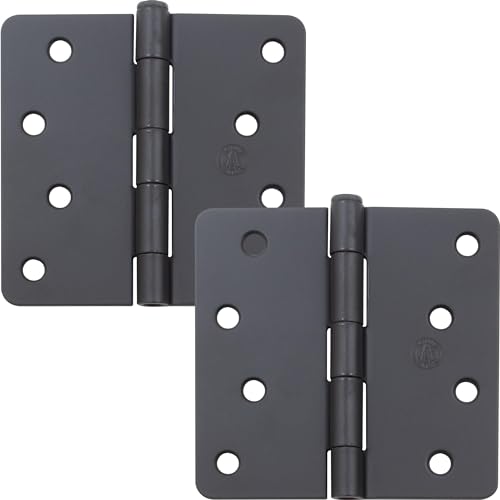 Bisagras para puerta 4 pulgadas, Esquina de radio 1/4 pulgada, Negro mate, Paquete de 2 miniatura 1