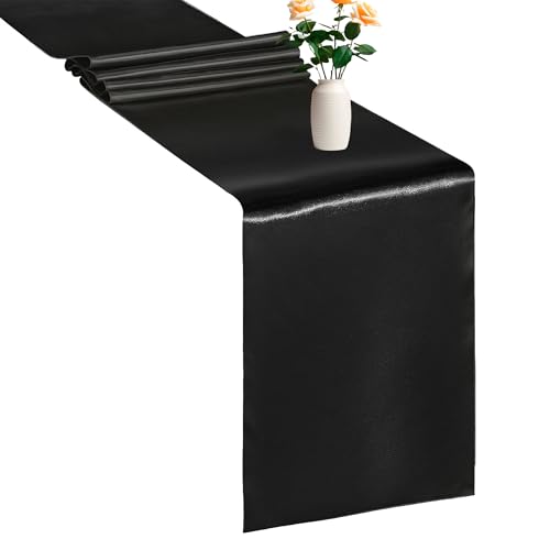 Trimming Shop 1 chemin de table en satin noir, 27,9 x 274,3 cm - Pour décoration de table, mariage, réception, Noël, fête d'anniversaire