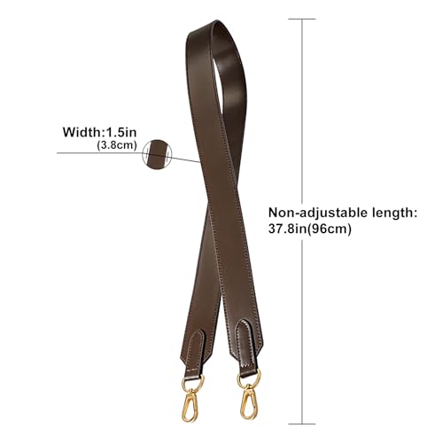 Image of Genuine Vachetta Leather Shoulder Bag Strap Replacement for Neverful Tote Bag(Coffee-Width:1.5in&Length:37.8in)